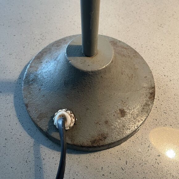 Art Deco Antique Leviton Goose Neck Cast Iron Desk Lamp USA Works MCM Gray - Picture 5 of 8